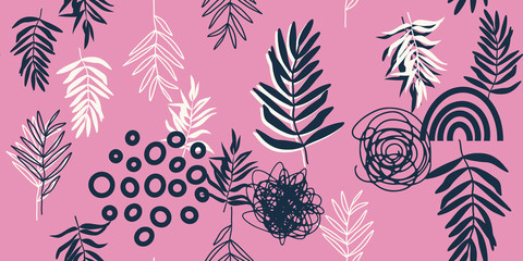 Fototapeta na wymiar Botanical seamless pattern. Vector design for paper, fabric, interior decor and cover