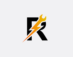 Fast Service R Letter Logo, Flash R Icon