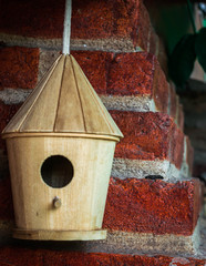 wooden bird house in the garden