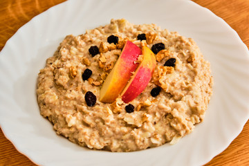Oatmeal porridge on plate