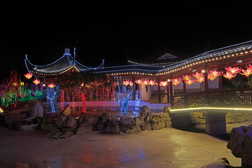 Architectural scenery of Tangshan South Lake Park, Tangshan City, Hebei, China