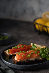 soft cheese and salmon toasts