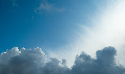dark clouds in the blue sky close-up