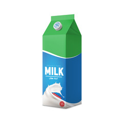 Low fat organic farm Milk packaging carton design mock-up. Beverage product pure vector illustration for ads and product desing