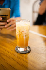 Glass of thai tea