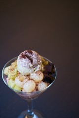 ice cream with chocolate and nuts