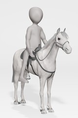 3D Render of Cartoon Character with Horse