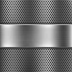 Metal perforated background with steel plate