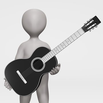3D Render of Cartoon Character with Guitar