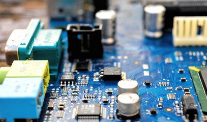 Photography of electric detail on computer board