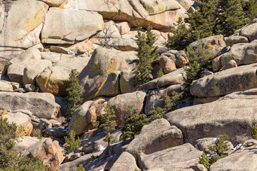 Boulders in rocky mountain 