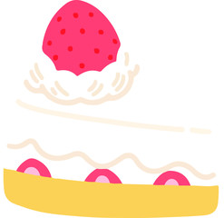 Flat colored shortcake with strawberry