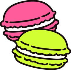 Outlined two colorful macaroons
