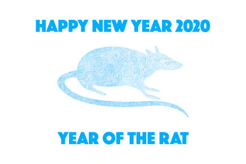 Vector illustration hand-drawn style rat, made with Paintbrush, Chinese New Year, 2020 new year rat