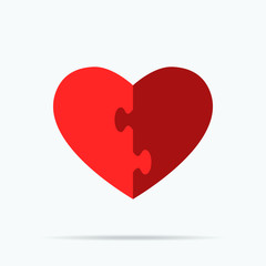 The Big Red Love Puzzle. Isolated Vector Illustration
