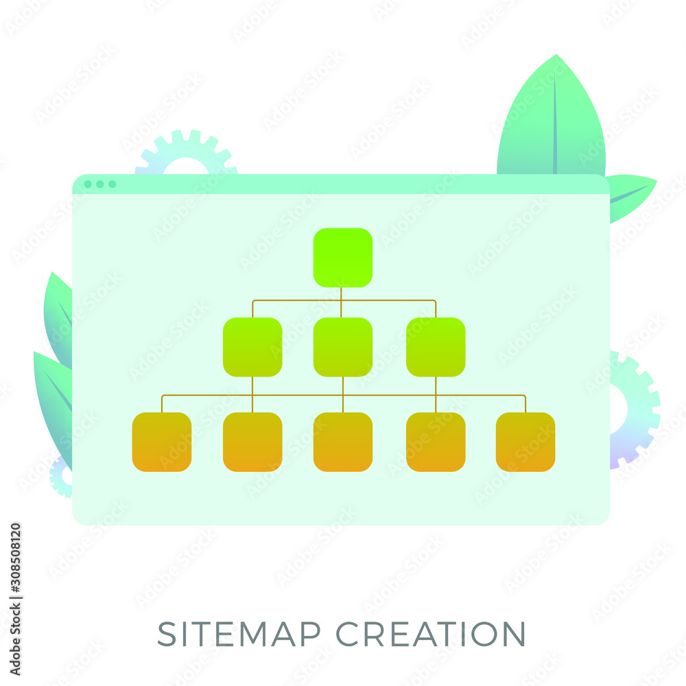 Poster sitemap creation vector icon. the branched map allows informing search engines about the current web