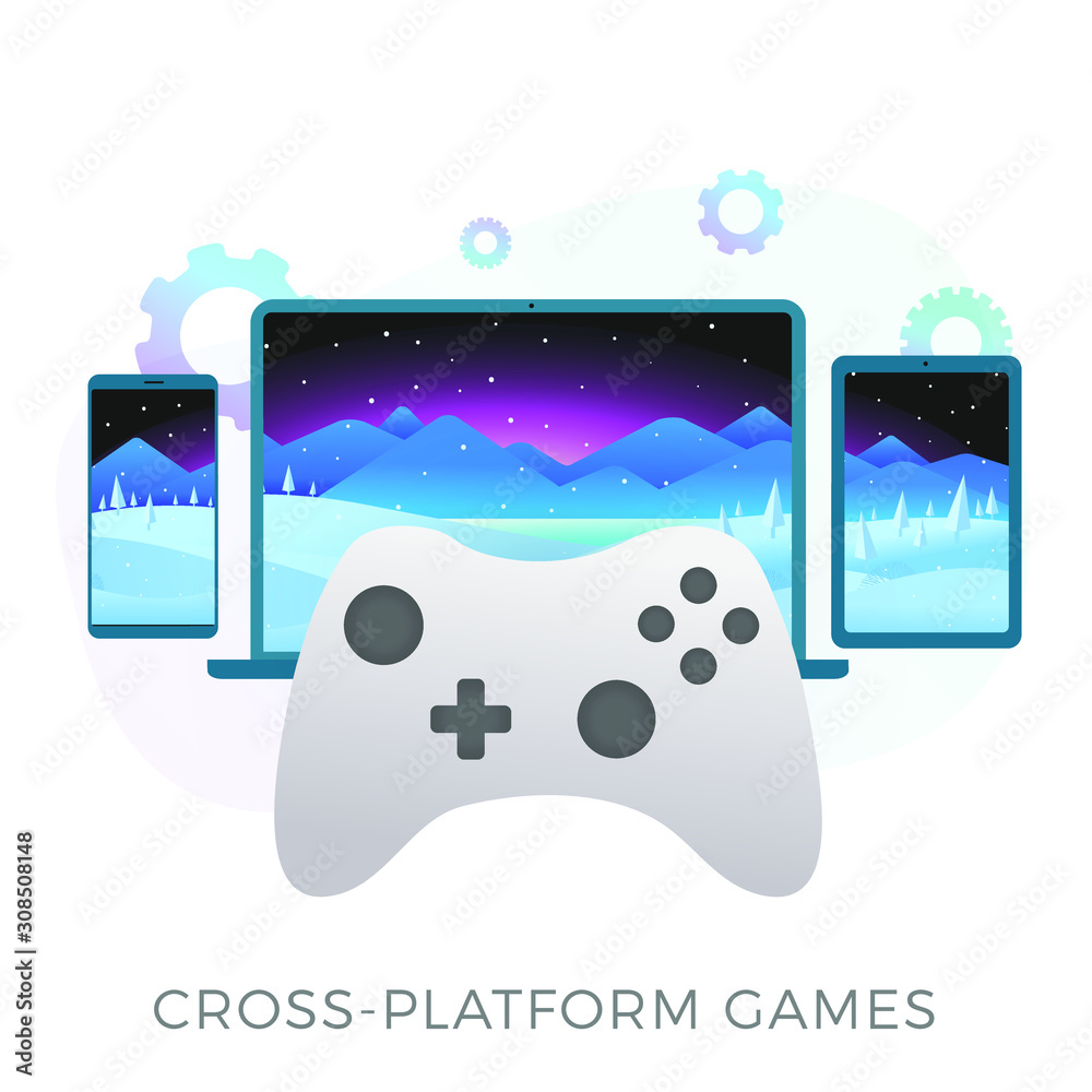 Poster cross-platform gaming - launch of video games with quick load and save progress files on several dev