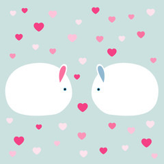 Rabbits in love. Vector illustration.