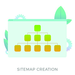 Sitemap creation vector icon. The branched map allows informing search engines about the current website structure or more convenient navigation for the user. Search engine optimization business - obrazy, fototapety, plakaty