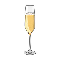 Glass of champagne. Vector illustration.