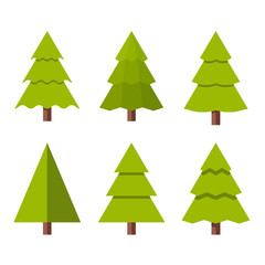 Collection of Christmas trees, modern flat design. 