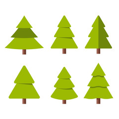 Collection of Christmas trees, modern flat design. 