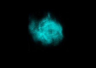 Fototapeta na wymiar Light blue circle nebula on black background
