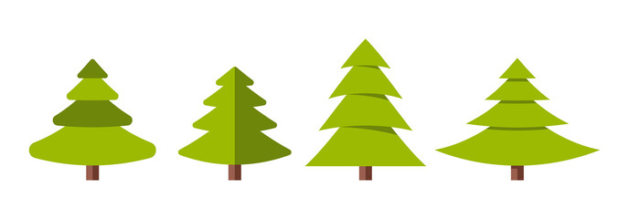 Fototapeta premium Collection of Christmas trees, modern flat design. 