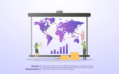 Marketing strategy concept. Attention announcement, digital marketing, public relations, advertising campaign, business promotion. Can use for web landing page, banner, mobile app. Vector Illustration