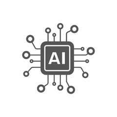 AI Processor vector icon for websites and mobile minimalistic flat design. Mini AI CPU icon in flat style. Mobile AI CPU. EPS 10 - obrazy, fototapety, plakaty