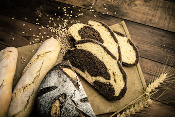 homemade bread with flour and grain