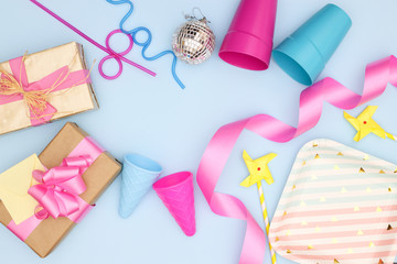 Birthday party decoration in blue and pink color for boys and girls - Happy birthday 