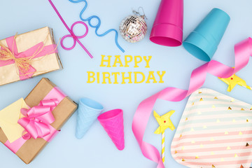 Birthday party decoration in blue and pink color for boys and girls - Happy birthday 