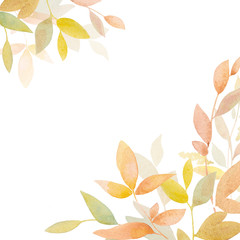 Pattern of watercolor autumn leaves, hand drawn illustration of floral elements isolated on white background. Floral Design elements.