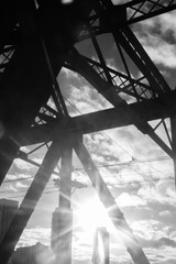 Sunburst Seen  Through an Urban Bridge