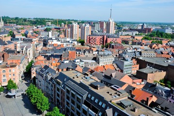 Obraz premium View over Leuven Town Center from the University Library Tower in Leuven (Louvain), Belgium