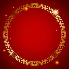 Golden decorative circle of asian culture. Vector Illustration