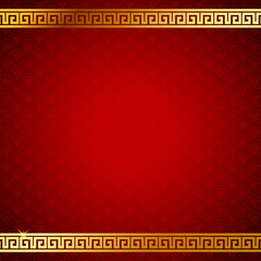 Background image of Chinese pattern. Gold and Red Color