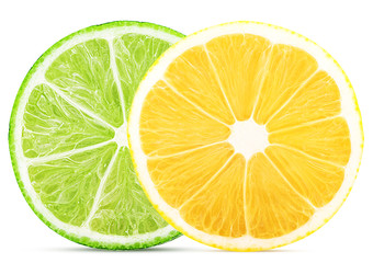 Fresh lime and lemon cut in half