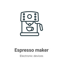 Espresso maker outline vector icon. Thin line black espresso maker icon, flat vector simple element illustration from editable electronic devices concept isolated on white background