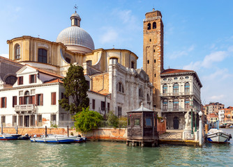 Naklejka premium Venice. Old houses over the canal.