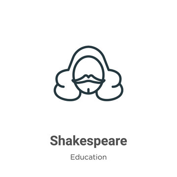 Shakespeare Outline Vector Icon. Thin Line Black Shakespeare Icon, Flat Vector Simple Element Illustration From Editable Literature Concept Isolated On White Background