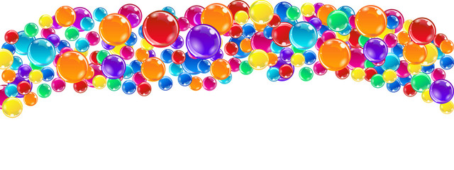 Flying balloons background illustration isolated on white, flat festive balloons decoration for party banner, card, gift