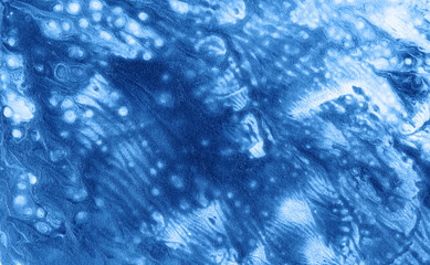 Acrylic paint illustration: spectacular stains of  classic blue. Beautiful abstract image. Color 2020