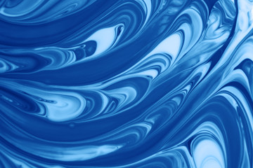 Liquid bright background in classic blue, color 2020. Abstract background image.