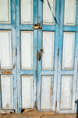 blue old door locked