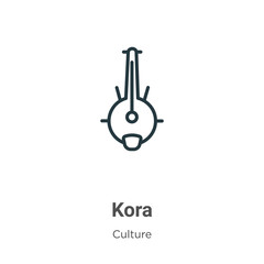 Kora outline vector icon. Thin line black kora icon, flat vector simple element illustration from editable culture concept isolated on white background