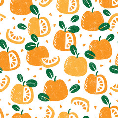 Seamless pattern with fruits. Stamp textured. Great for fabric, textile, wrapping paper. Vector Illustration