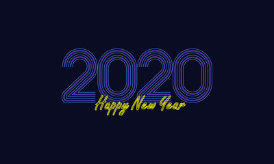 Happy new year 2020. New year celebrations sign template design. Holiday vector illustration