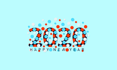 Happy new year 2020. New year celebrations sign template design. Holiday vector illustration